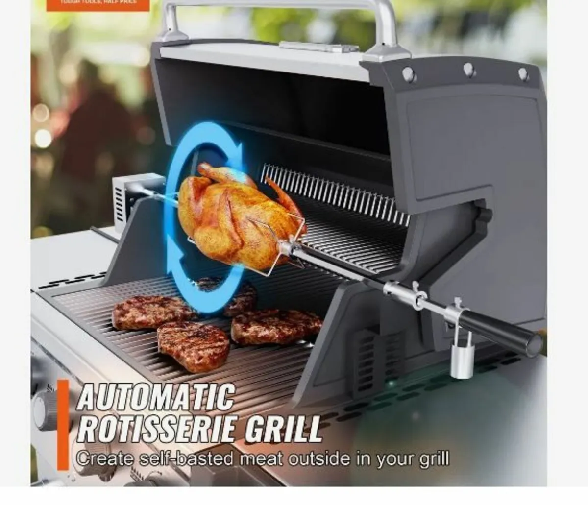 Universal Grill Rotisserie Kit BBQ Roaster - Image 3