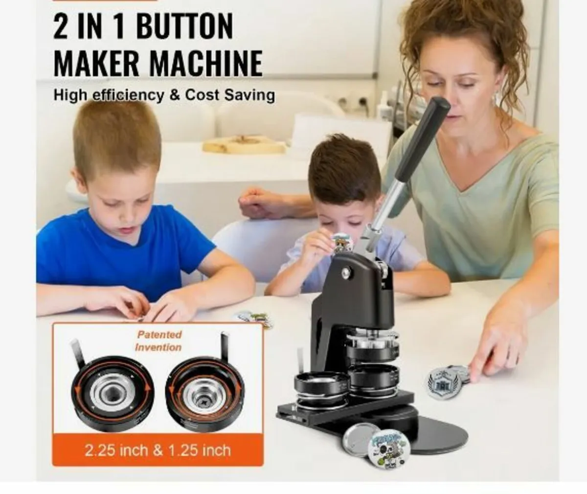 Button Maker Machine, Multiple Sizes 1.25+2.25 Inc - Image 2