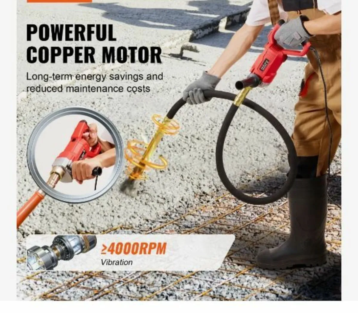 Handheld Concrete Vibrator, 960W - Image 3