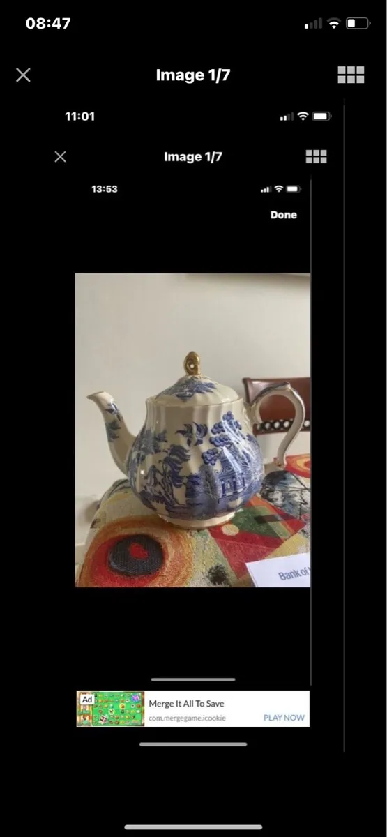 Vintage Sadler/ Arklow Blue Willow Tea Pot - Image 1