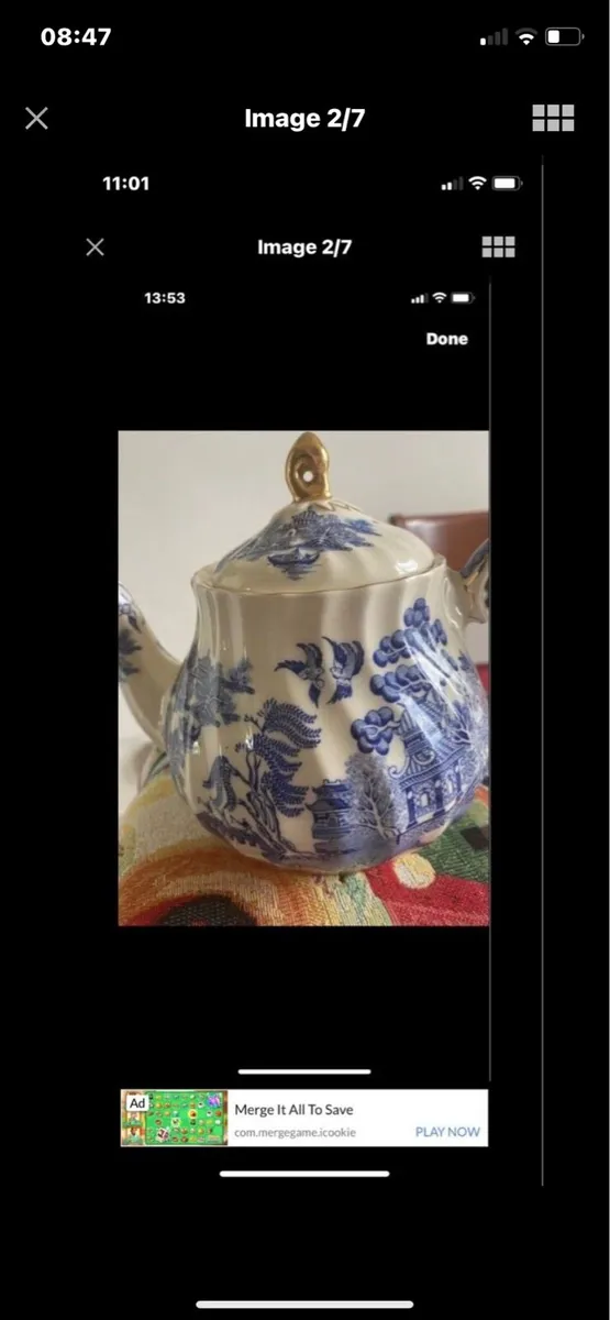 Vintage Sadler/ Arklow Blue Willow Tea Pot - Image 2