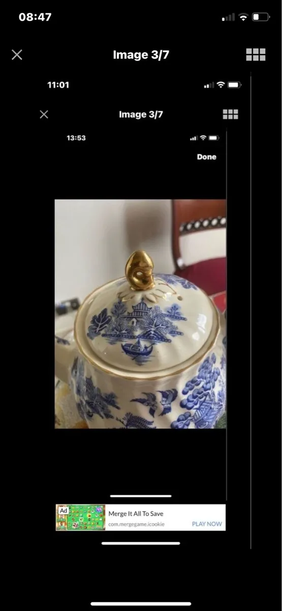 Vintage Sadler/ Arklow Blue Willow Tea Pot - Image 3