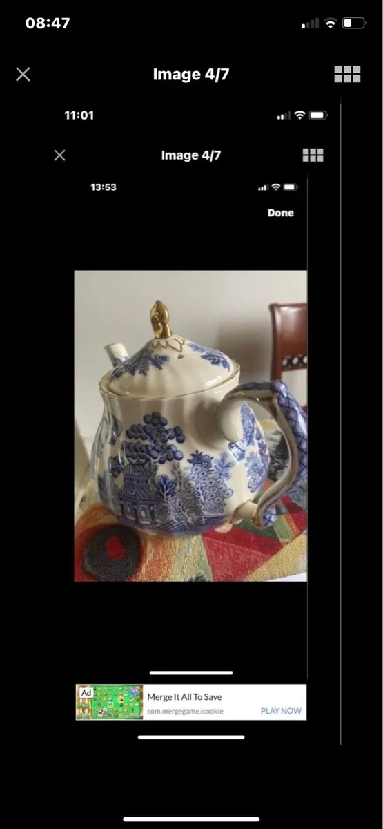 Vintage Sadler/ Arklow Blue Willow Tea Pot - Image 4