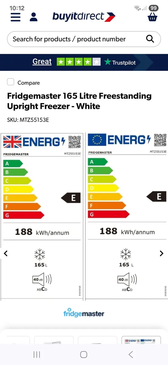 Fridgemaster larder freezer - Image 3