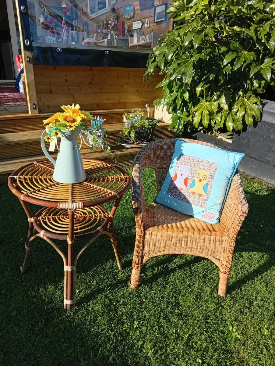 Wicker Table & Chair - Image 1