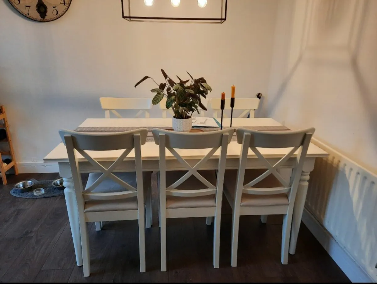 IKEA Extendible Dining Table & 6 Chairs - Image 2