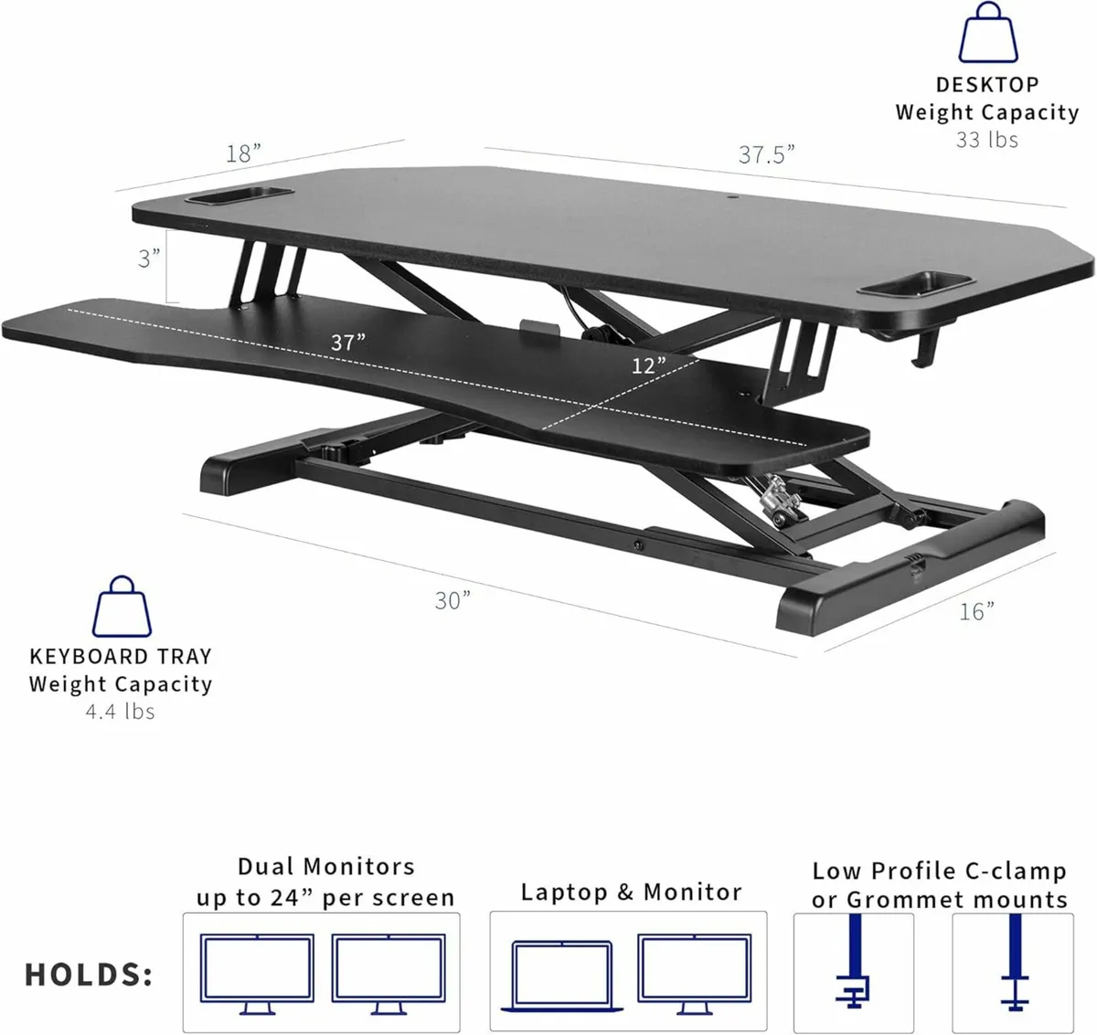 Extra Wide Height Adjustable 97cm  Desk Converter - Image 4
