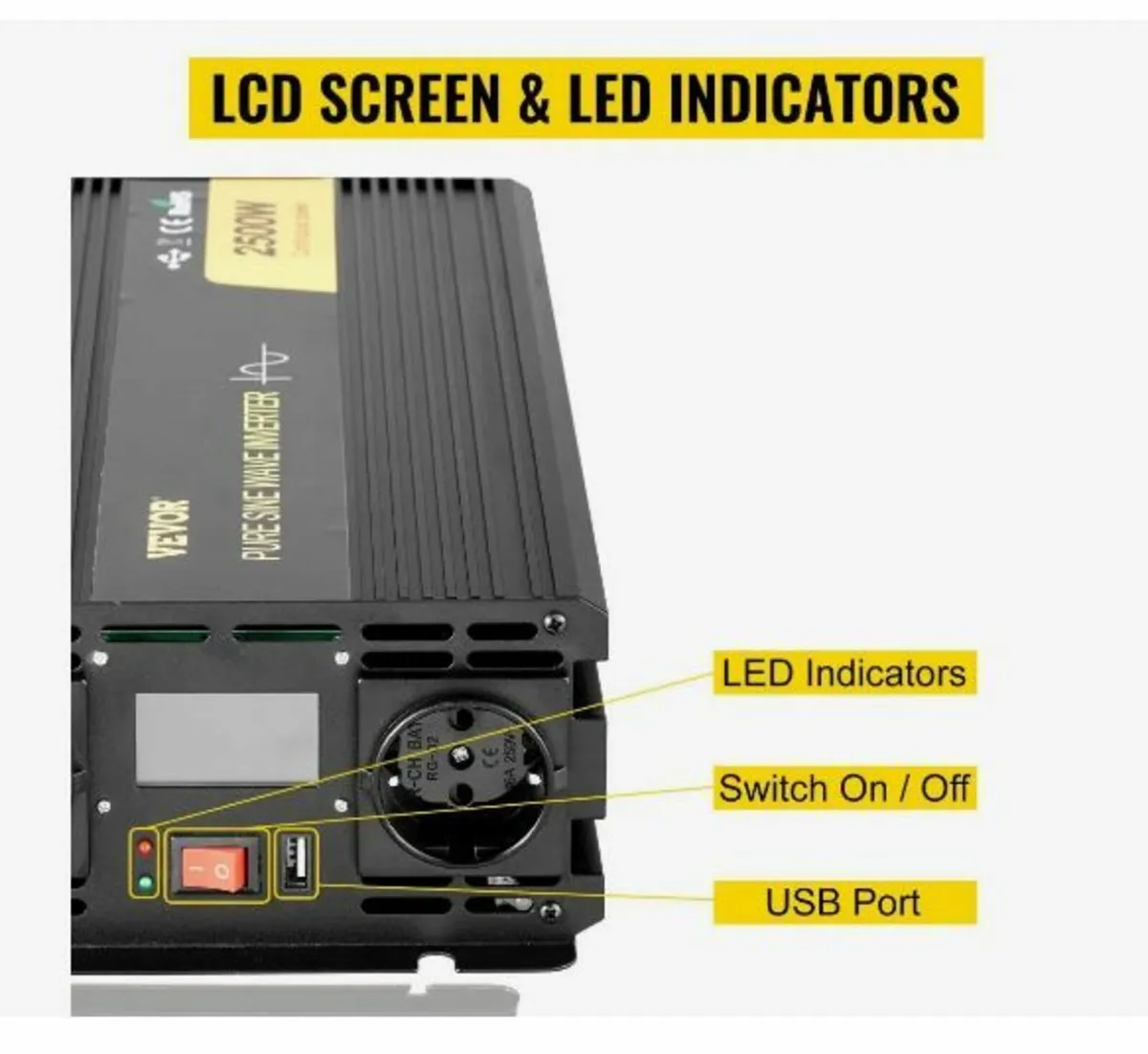 Pure Sine Wave Inverter 2500W Power Inverter DC 12 - Image 3