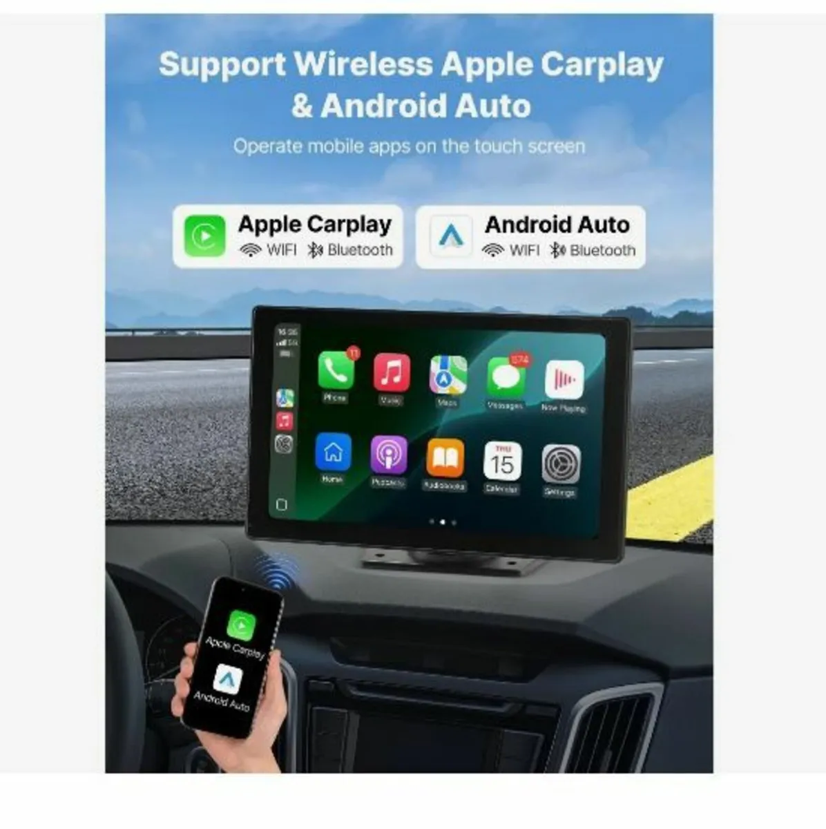 Wireless Car Stereo, 228.6mm HD Portable Radio - Image 2