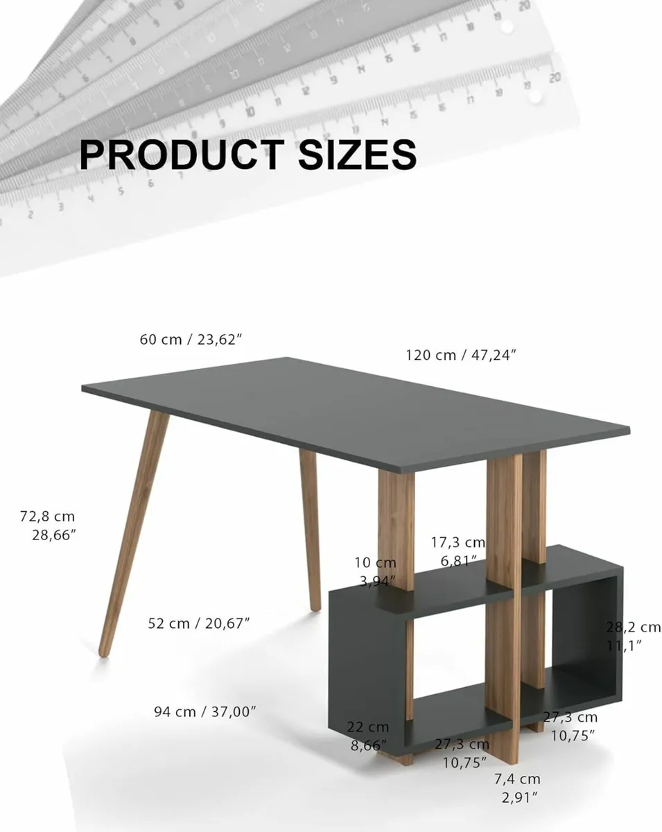Writing Computer Home Office Study Desk 120x60cm - Image 2