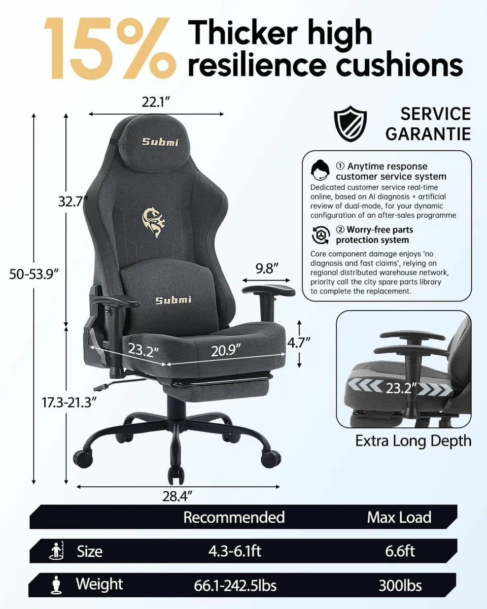 Gaming Ergonomic Comfy Office Chair Lumbar - Image 4