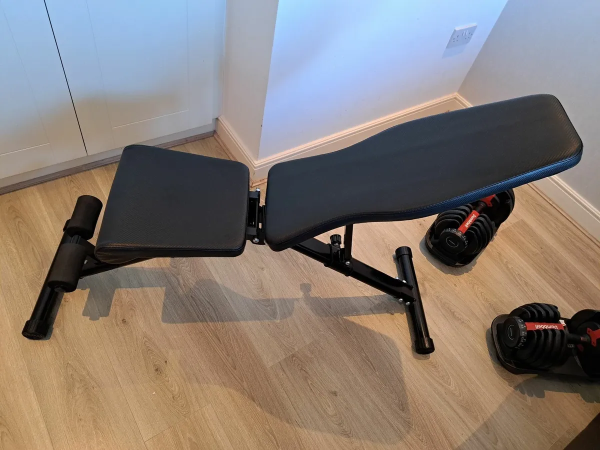 Adjustable dumbbells 24kg and bench - Image 2