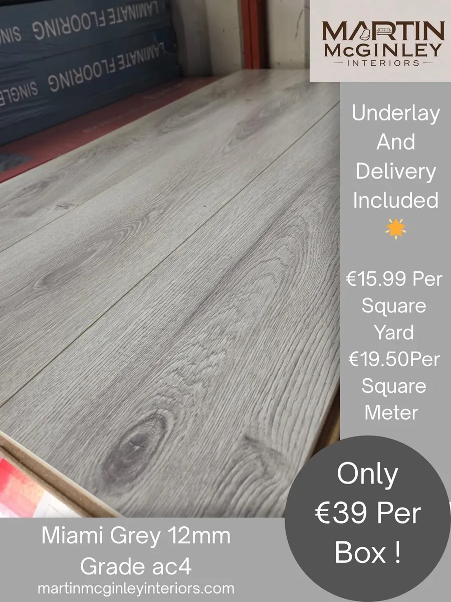 New Miami Grey 12mm Laminated Flooring - Image 3