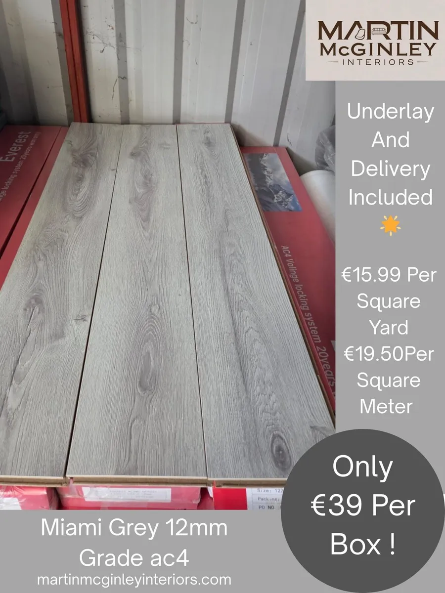 New Miami Grey 12mm Laminated Flooring - Image 4