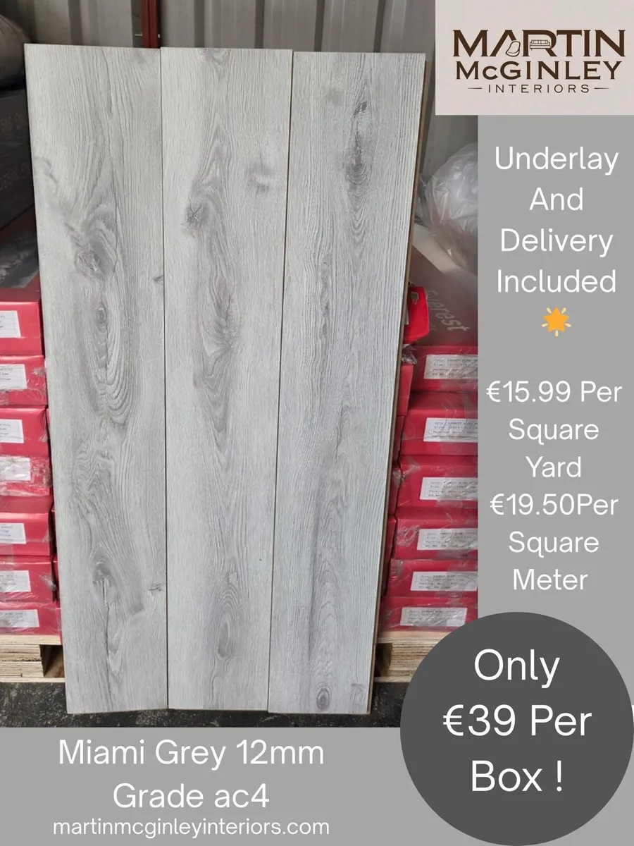 New Laminated Flooring 12mm Miami Grey - Image 1