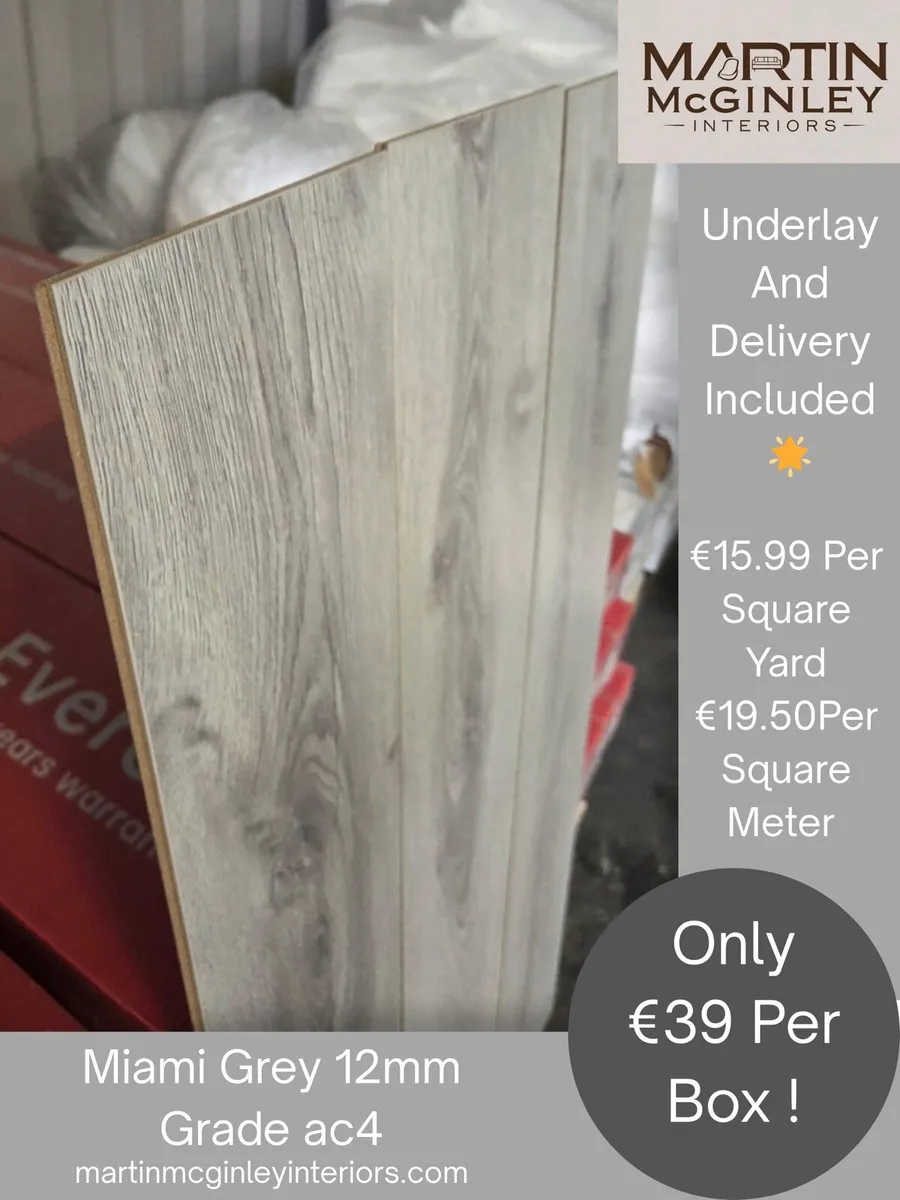 New Laminated Flooring 12mm Miami Grey - Image 2