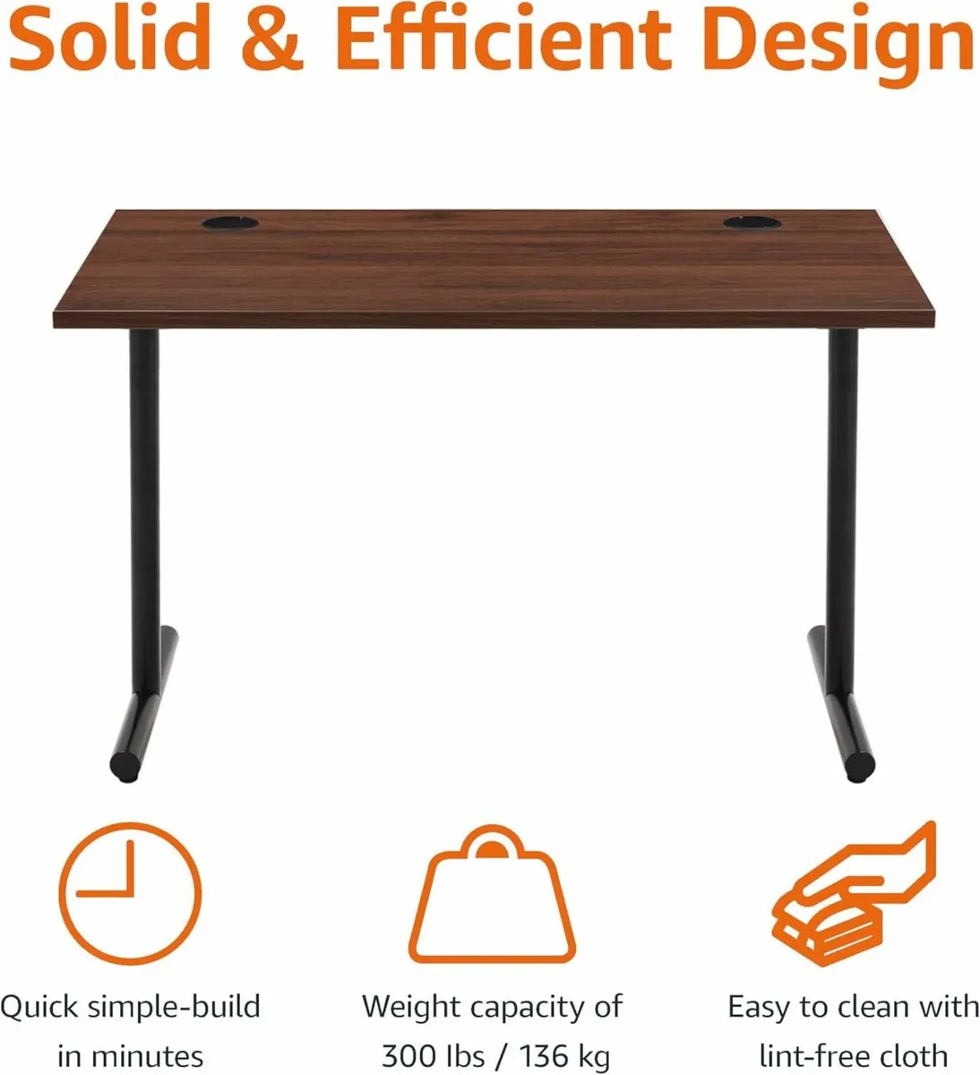 Office Computer Desk, Walnut Desktop 120x60 cm - Image 2