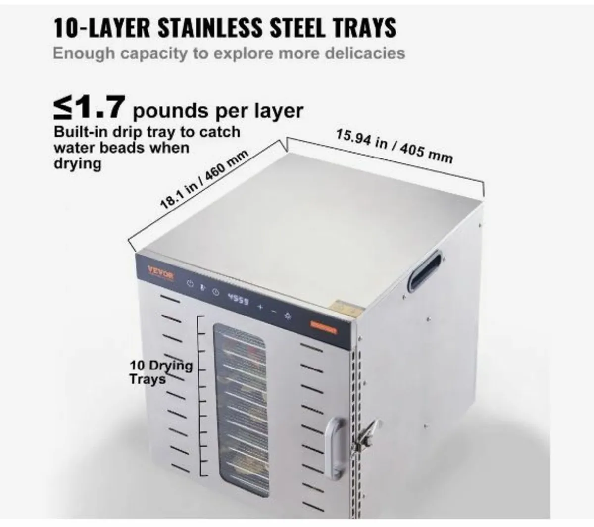 10 Trays Food Dehydrator Machine Stainless Steel - Image 2