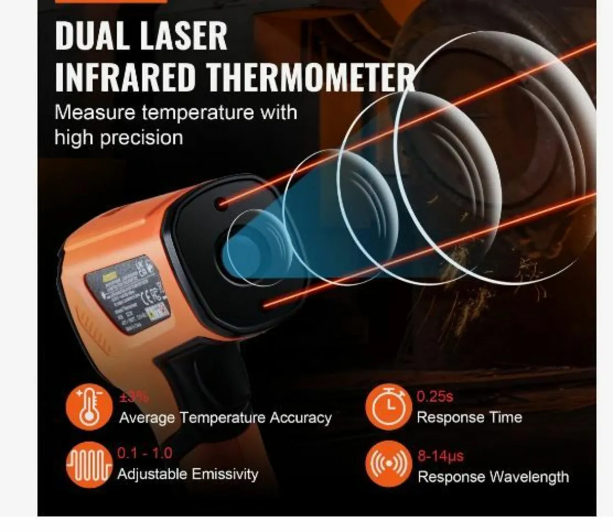 Infrared Thermometer, -40~2732°F Dual Laser - Image 2