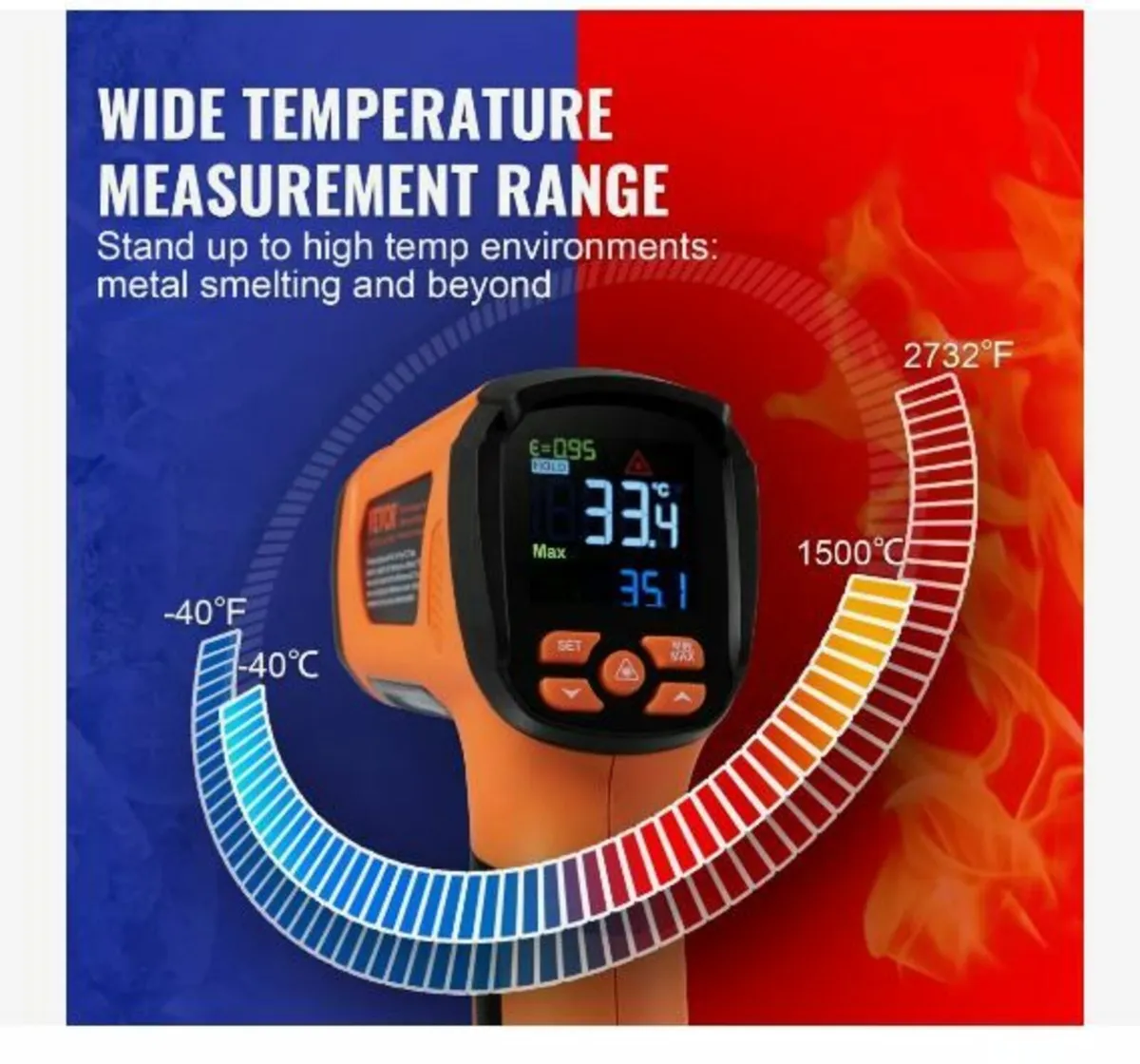 Infrared Thermometer, -40~2732°F Dual Laser - Image 3