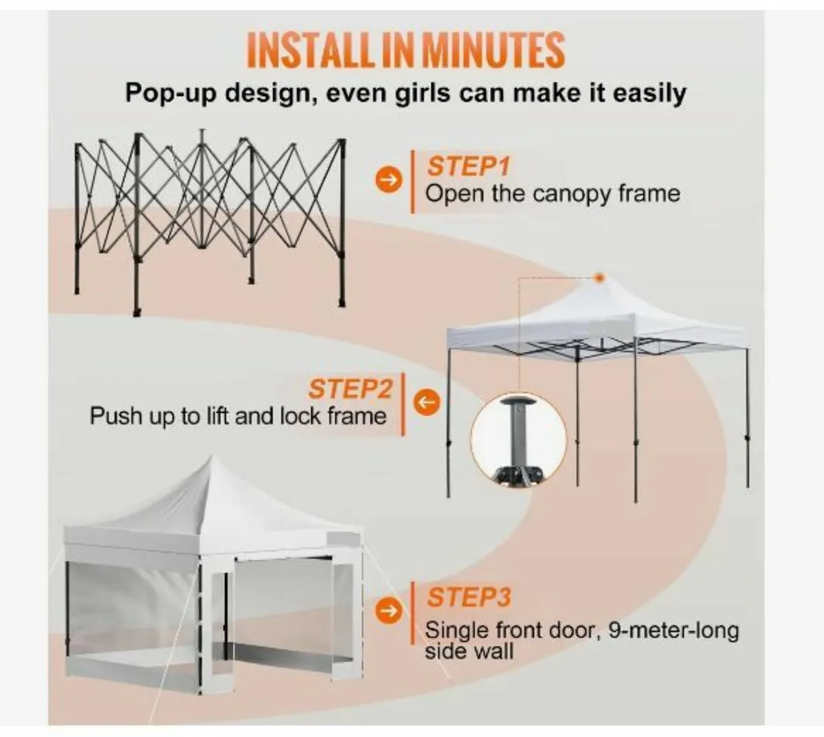 304.8 x 304.8 cm Pop Up Canopy Tent - Image 4