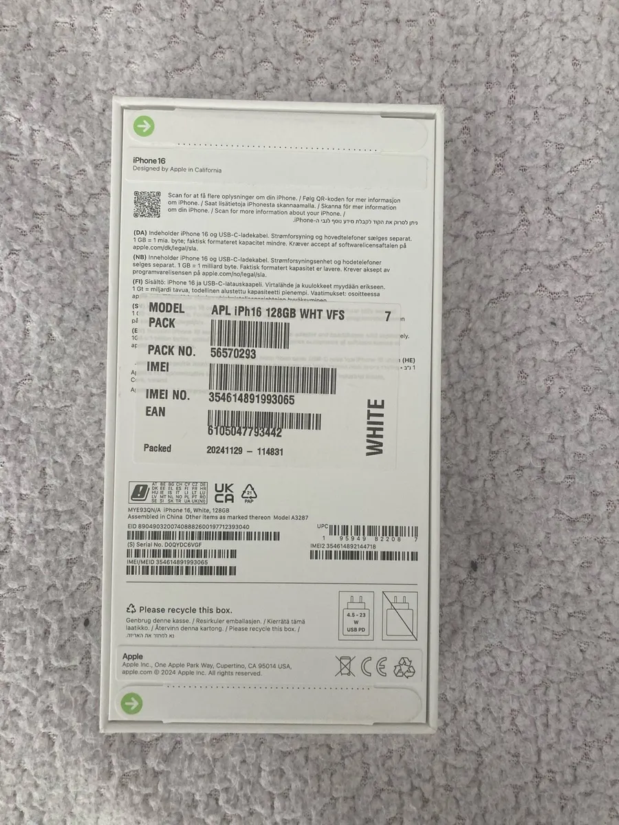 iPhone 16 128gb white new Vodafone - Image 1