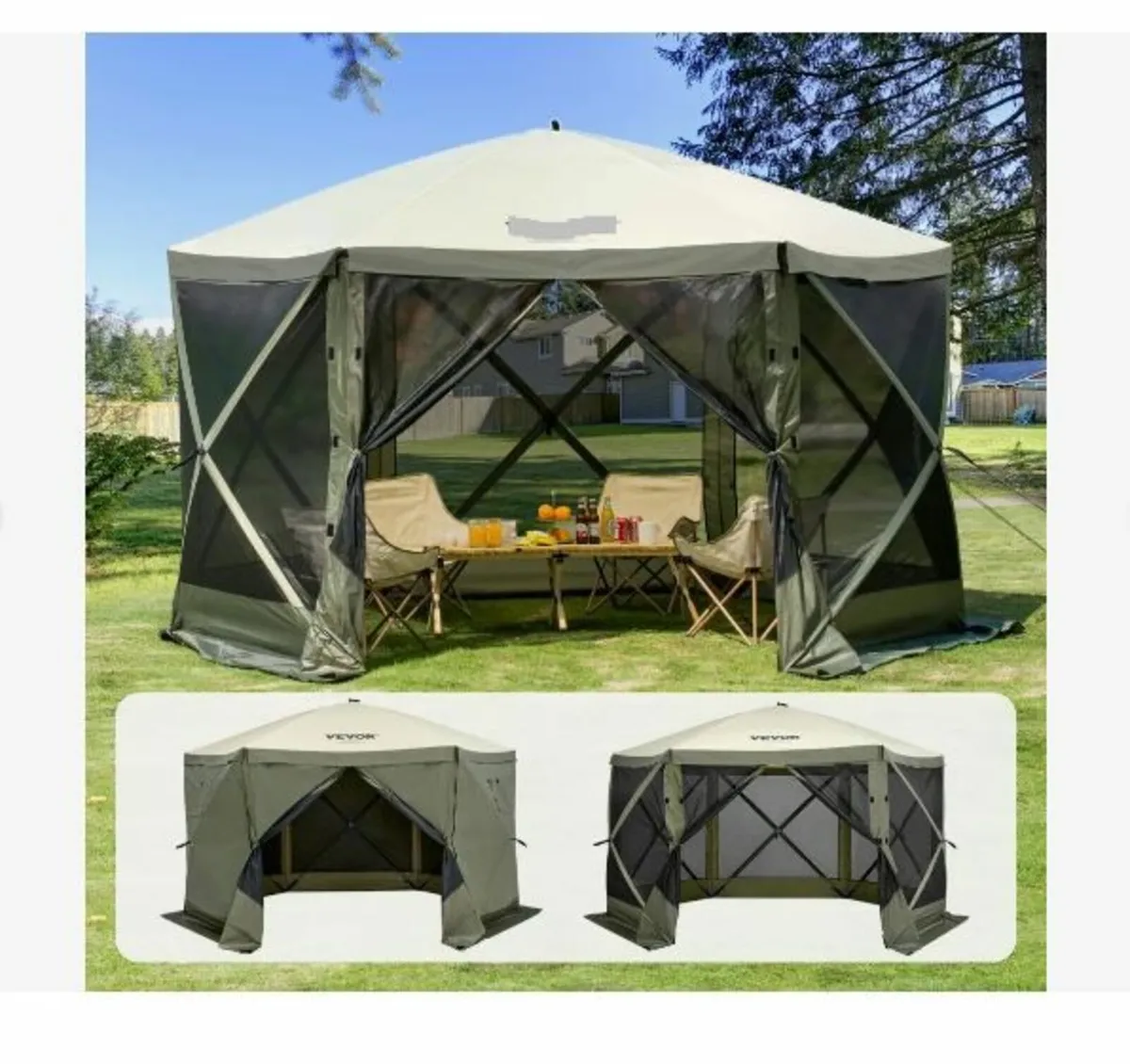 Pop Up Gazebo Tent, Pop-Up Screen Tent 6 Sided - Image 1