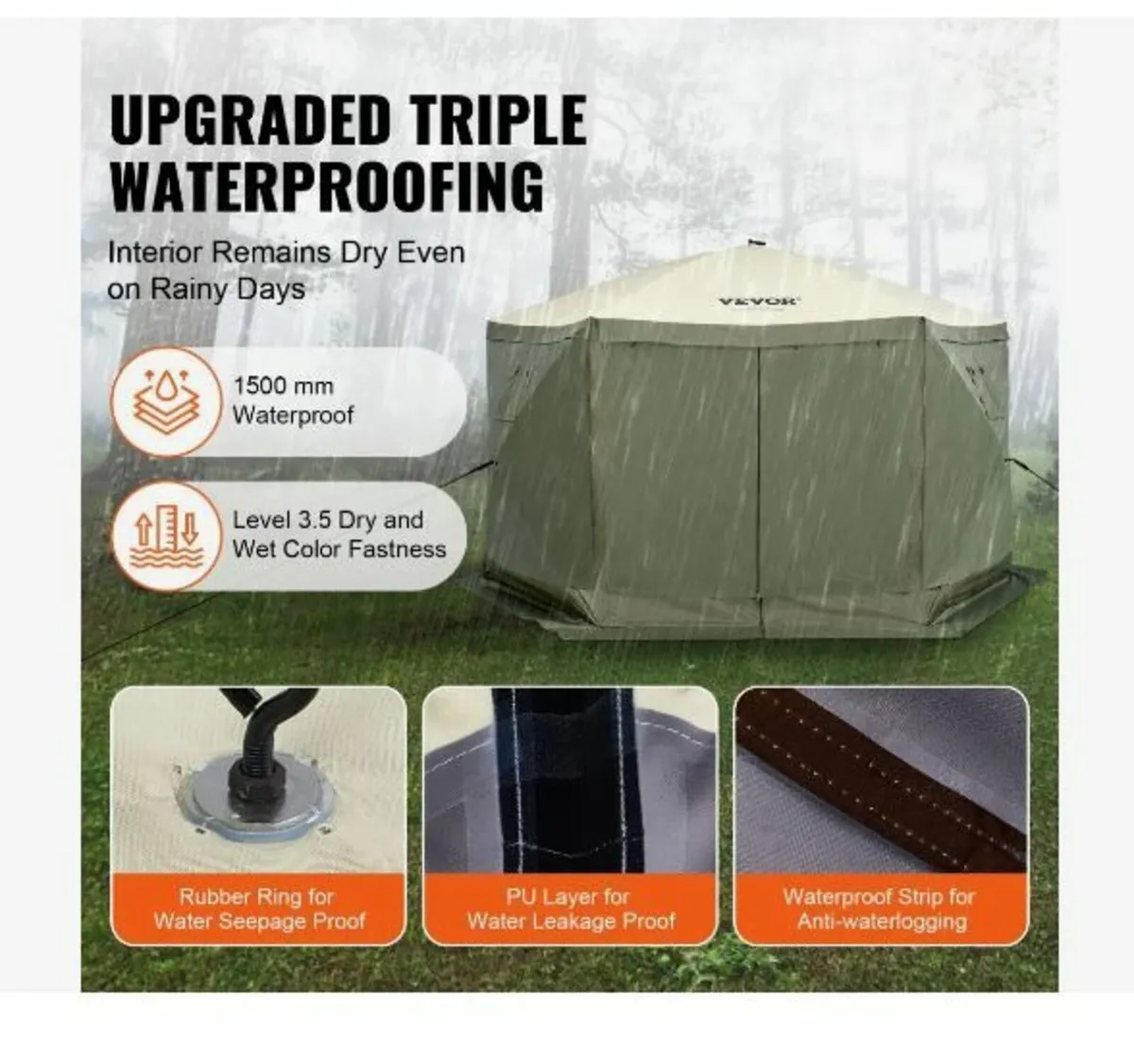 Pop Up Gazebo Tent, Pop-Up Screen Tent 6 Sided - Image 3