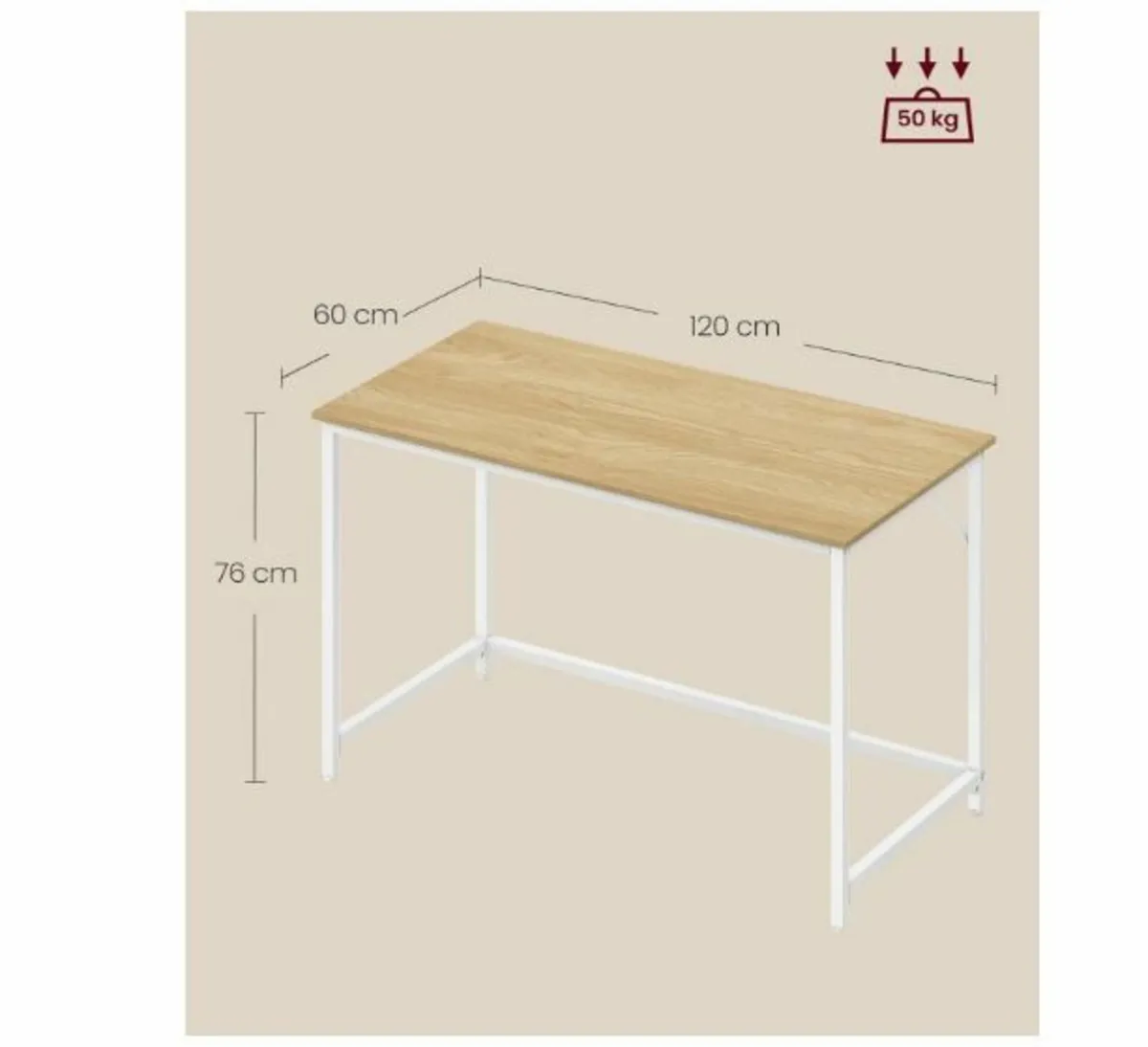 Computer Desk Office Table 120 x 60 x 76 cm - Image 4