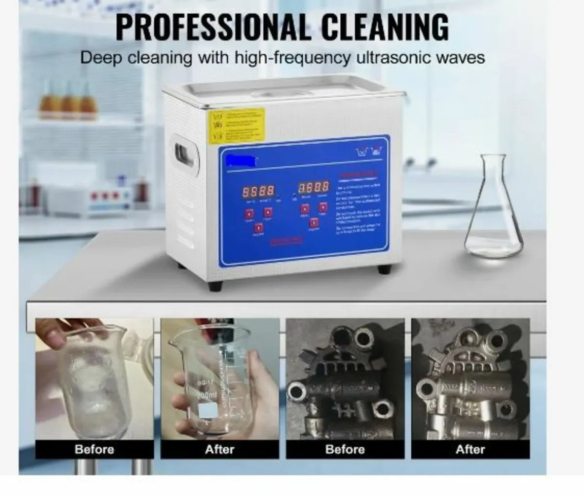 Professional Ultrasonic Cleaner, 2.85 L Ultrasoni - Image 2