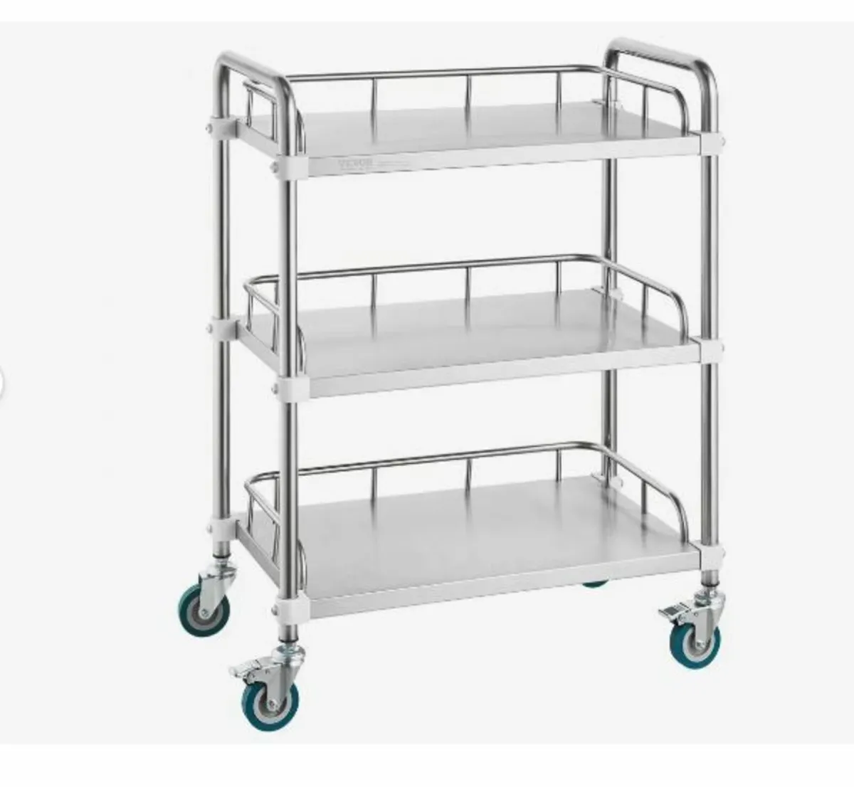 Lab Rolling Cart, 3-Shelf Stainless Steel - Image 3