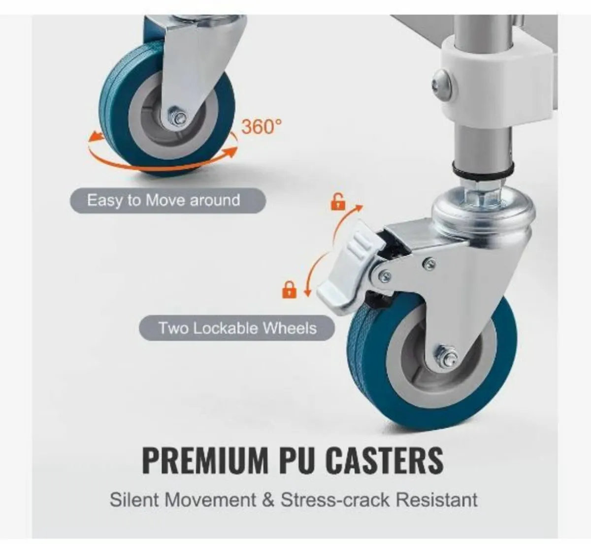Lab Rolling Cart, 3-Shelf Stainless Steel - Image 4