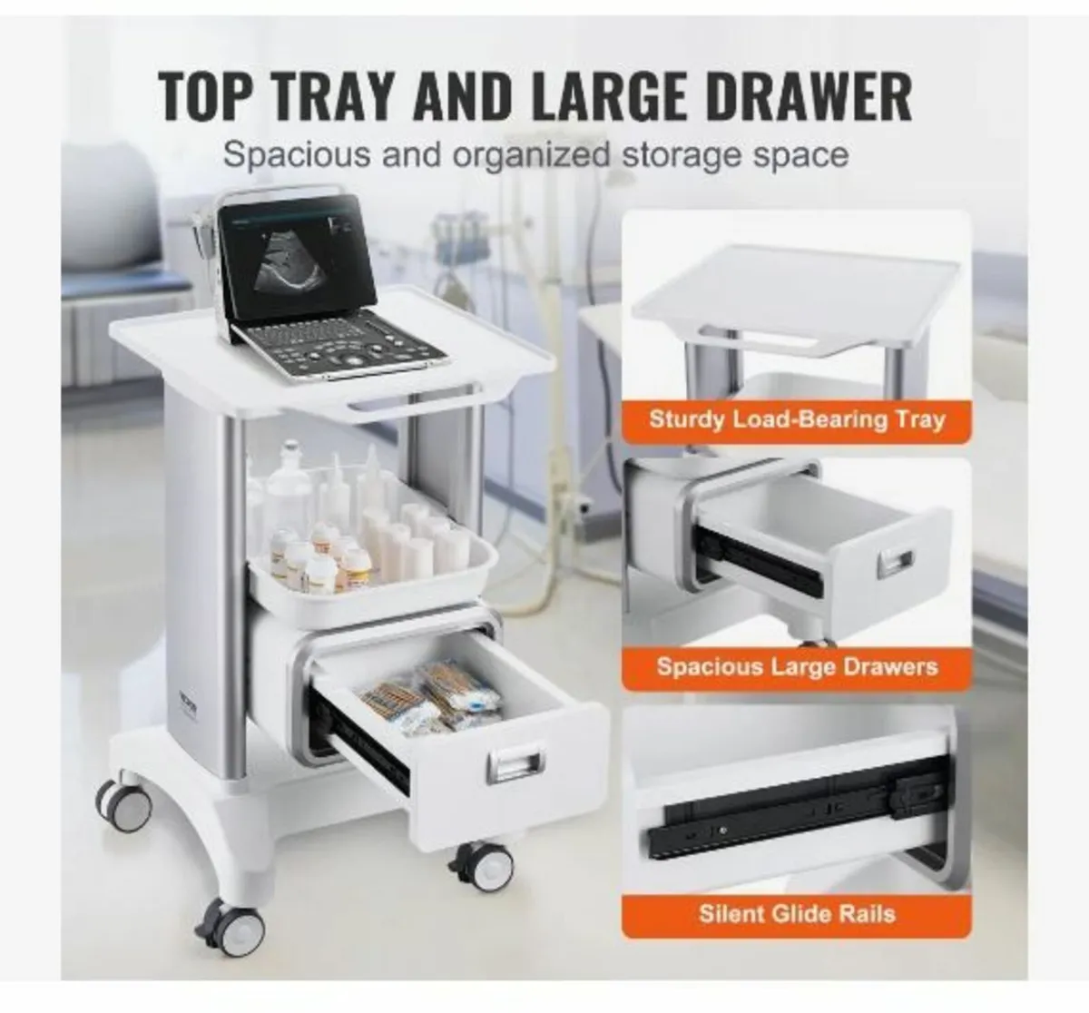 2 Tiers Lab Carts, Lab Utility Cart - Image 4