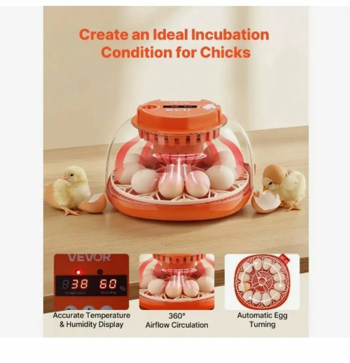 12 Egg Incubator, Automatic Egg Turner - Image 2