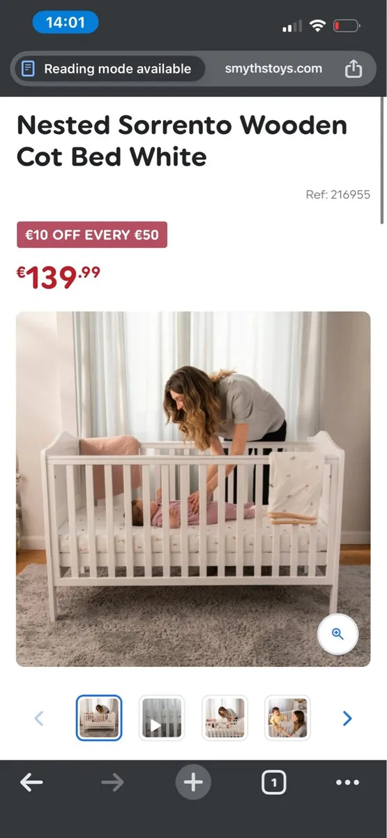 Sorrento Cot/Bed & Mattress - Image 1