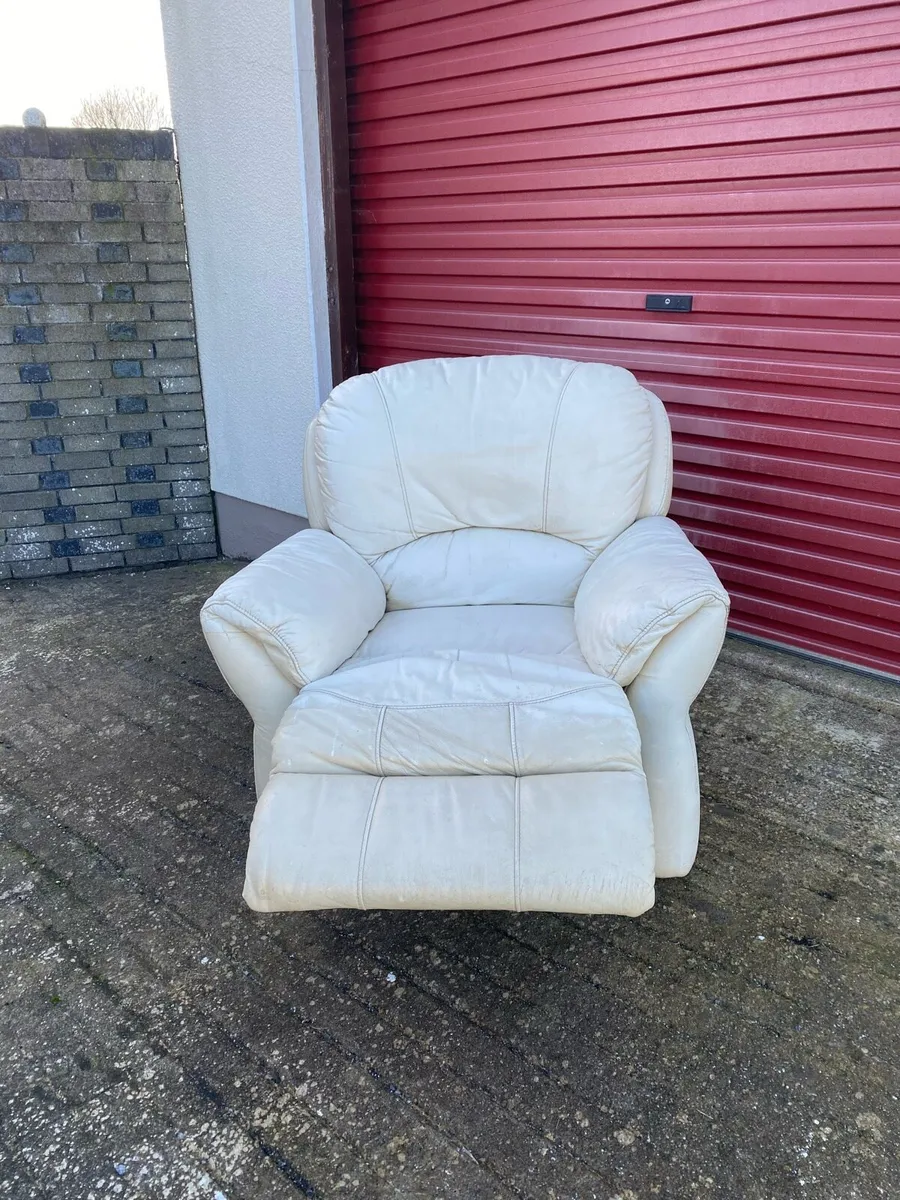 Beige Leather Recliner - Image 1