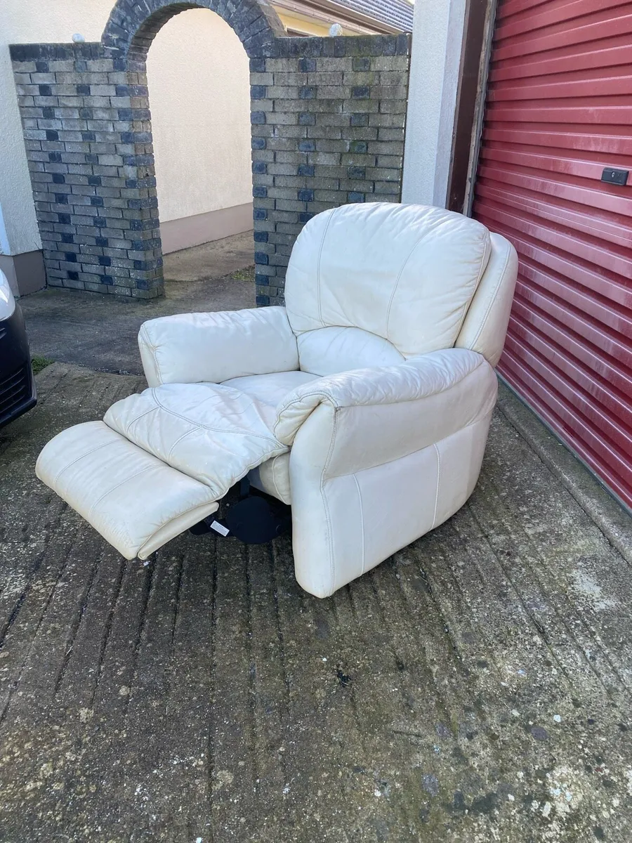Beige Leather Recliner - Image 2