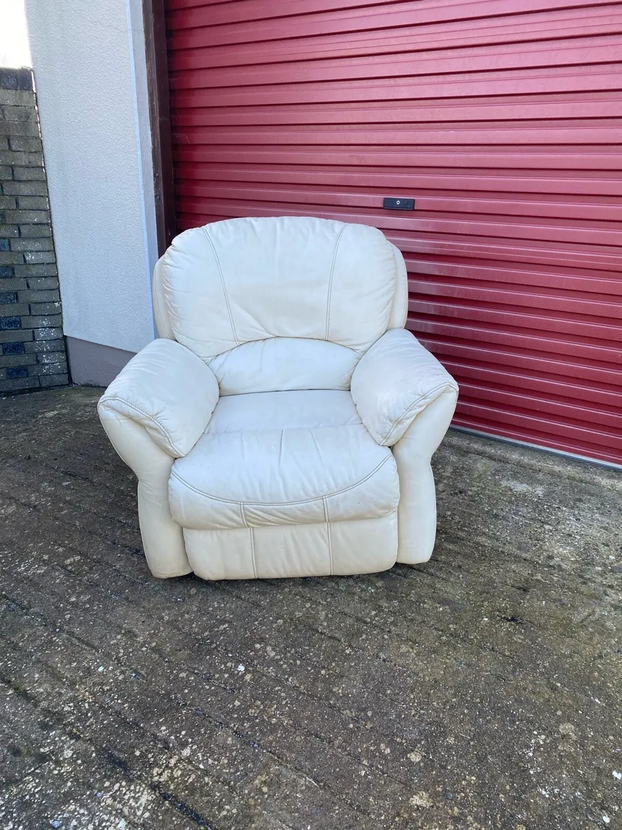 Beige Leather Recliner - Image 3