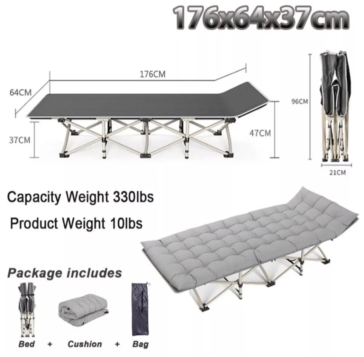 Portable Folding Bed with Mattress NEW - Image 2