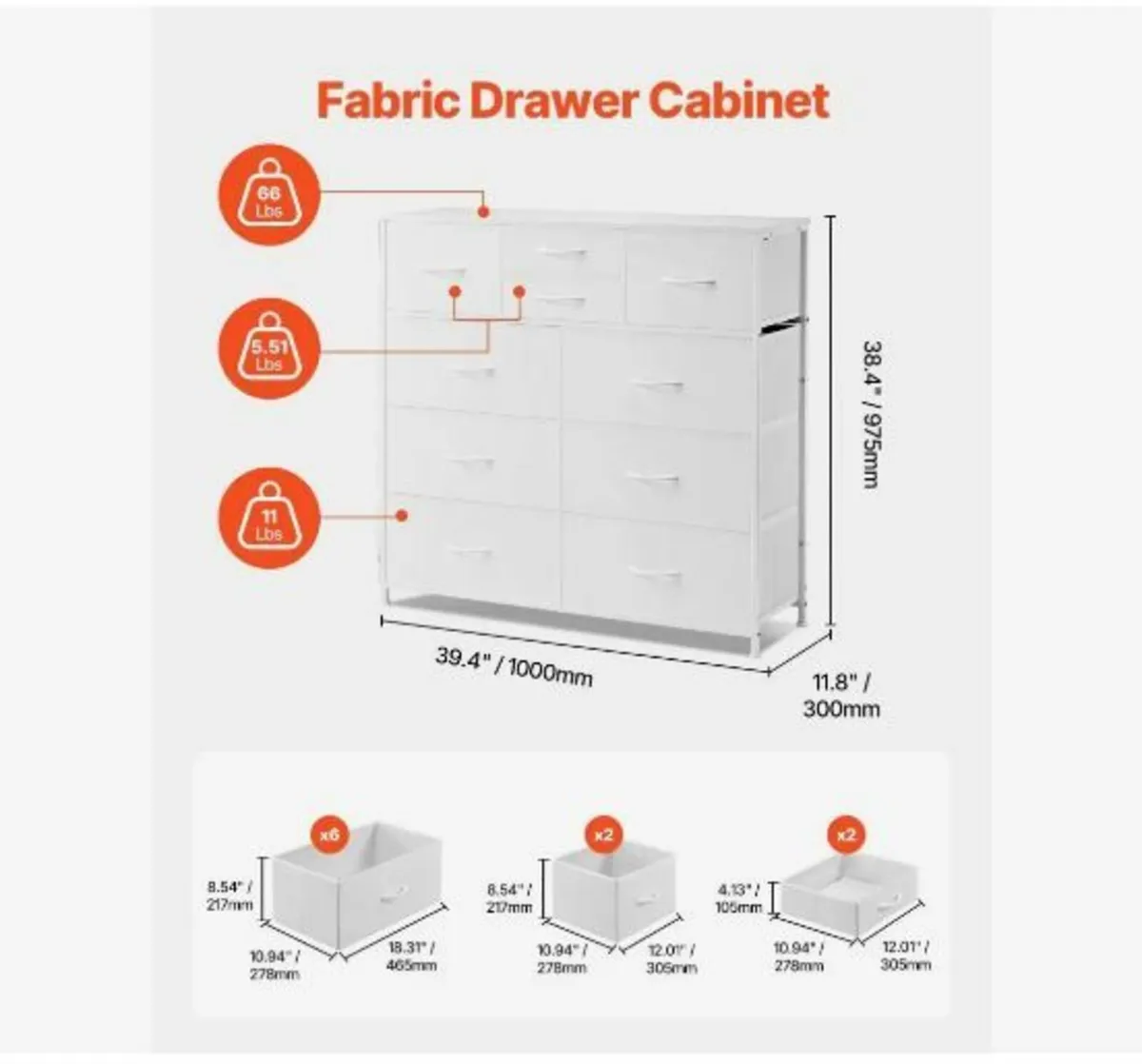 10 Drawer Dresser, Fabric Drawer - Image 2