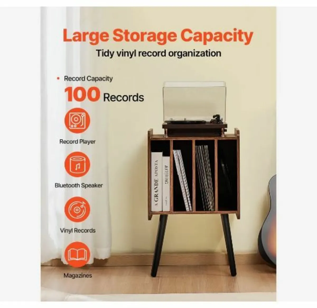 Record Player Stand, 2 Tiers - Image 4