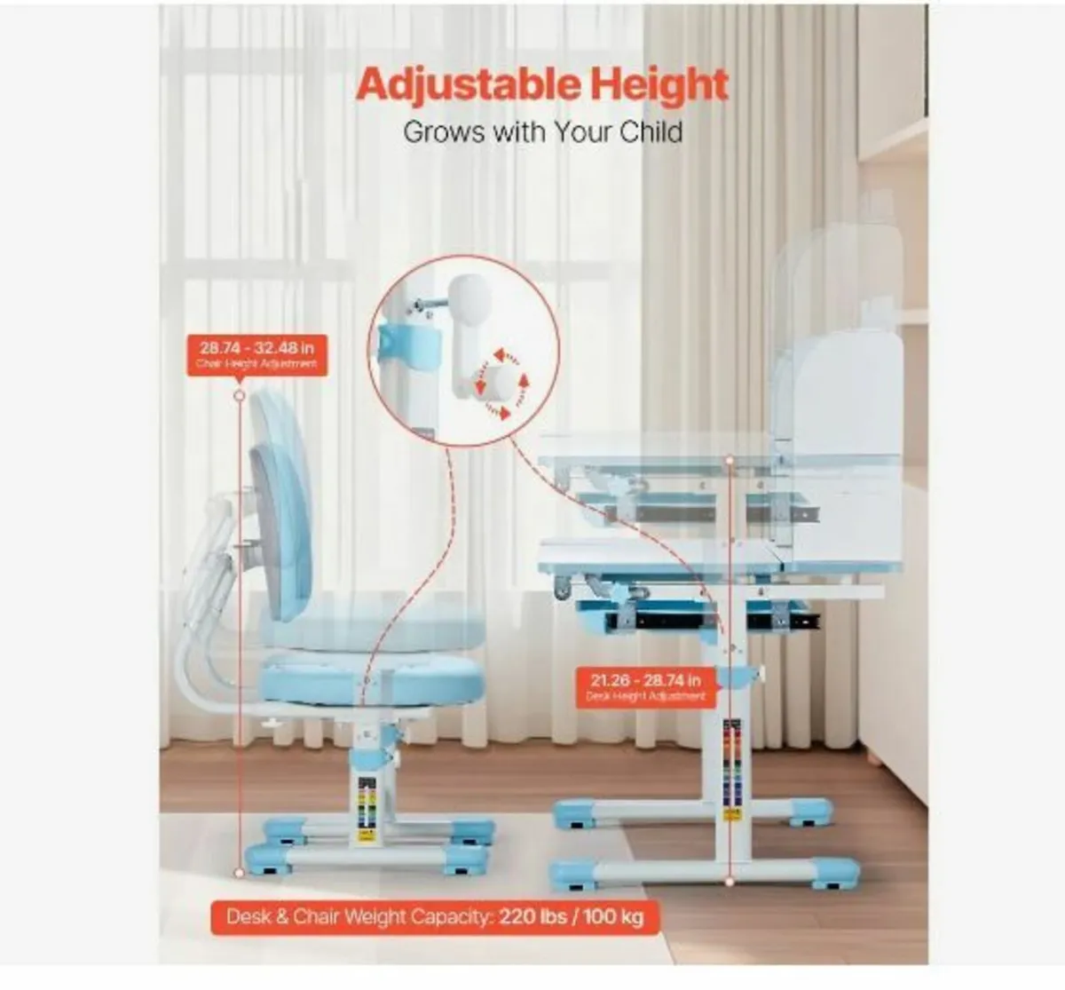 Kids Study Chair and Desk Set - Image 2