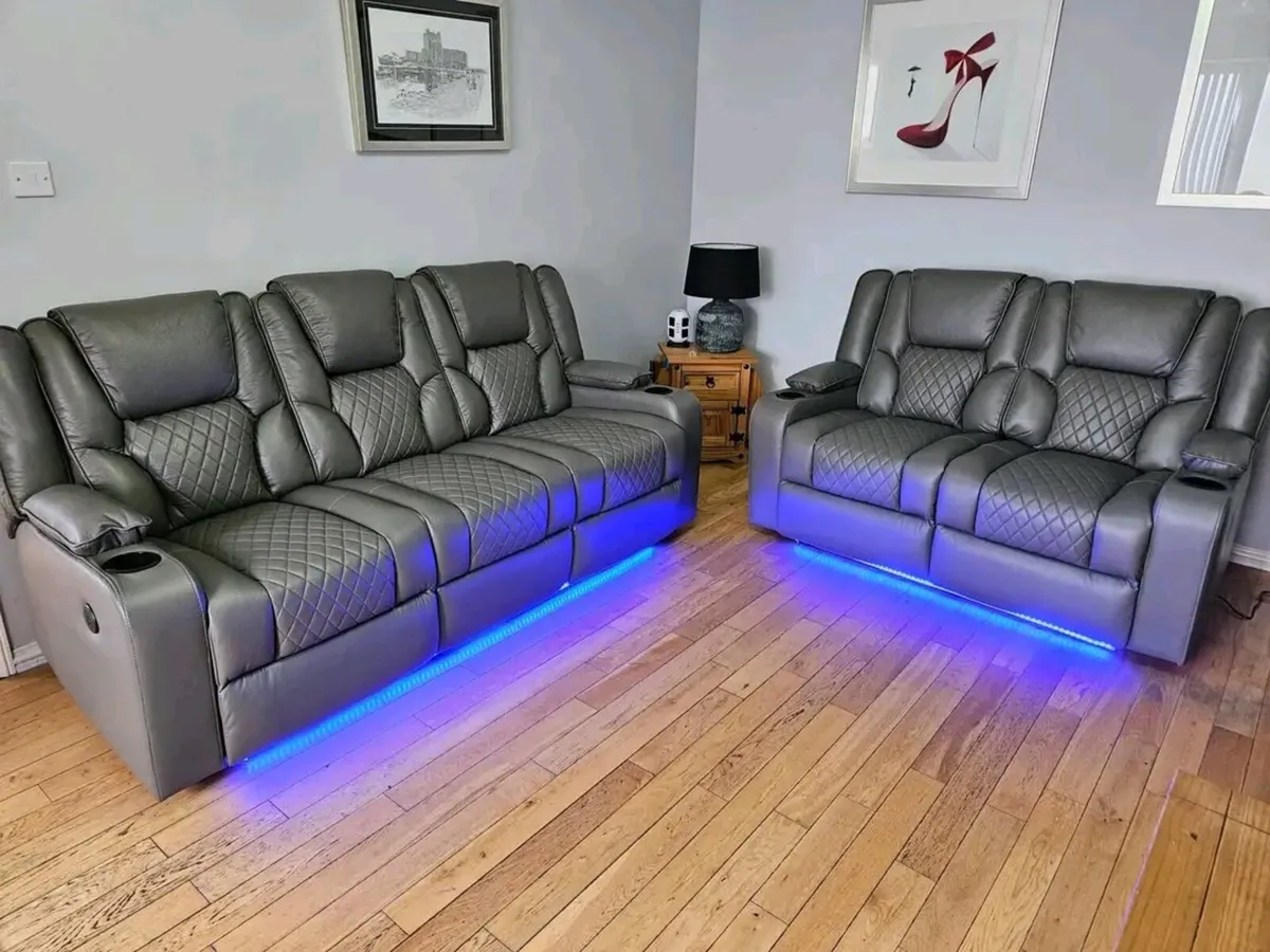 Electric Real Leather Orlando Recliner Sofa Set - Image 1