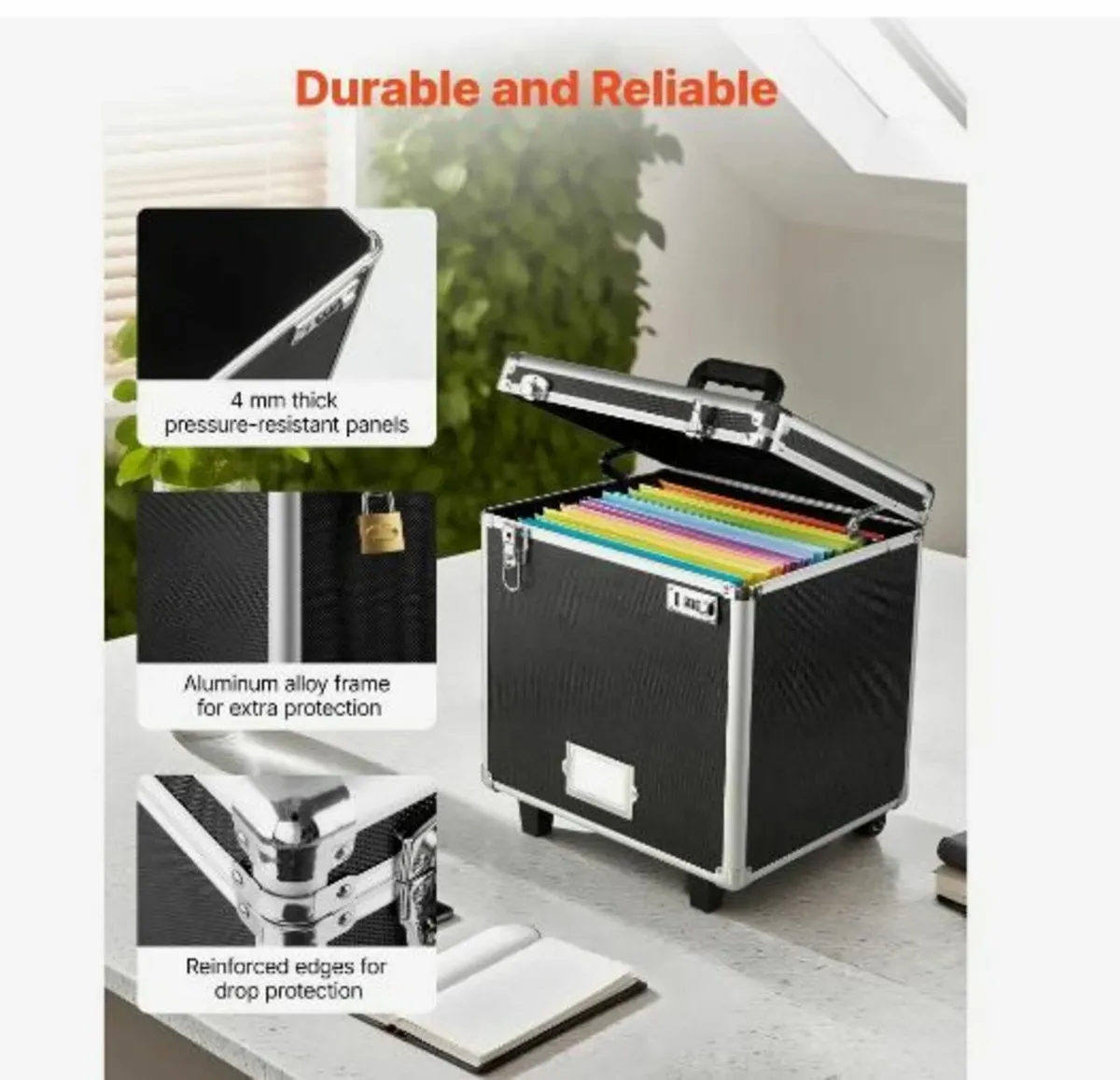 Portable File Storage Box, 395 x 320 x 380 mm - Image 3