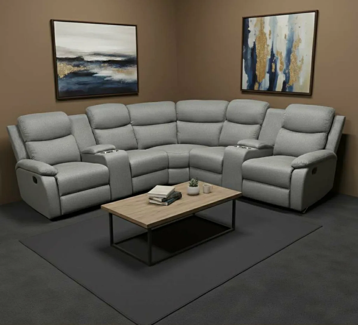 New Stanley Grey Fabric Corner Recliner Sofa - Image 2