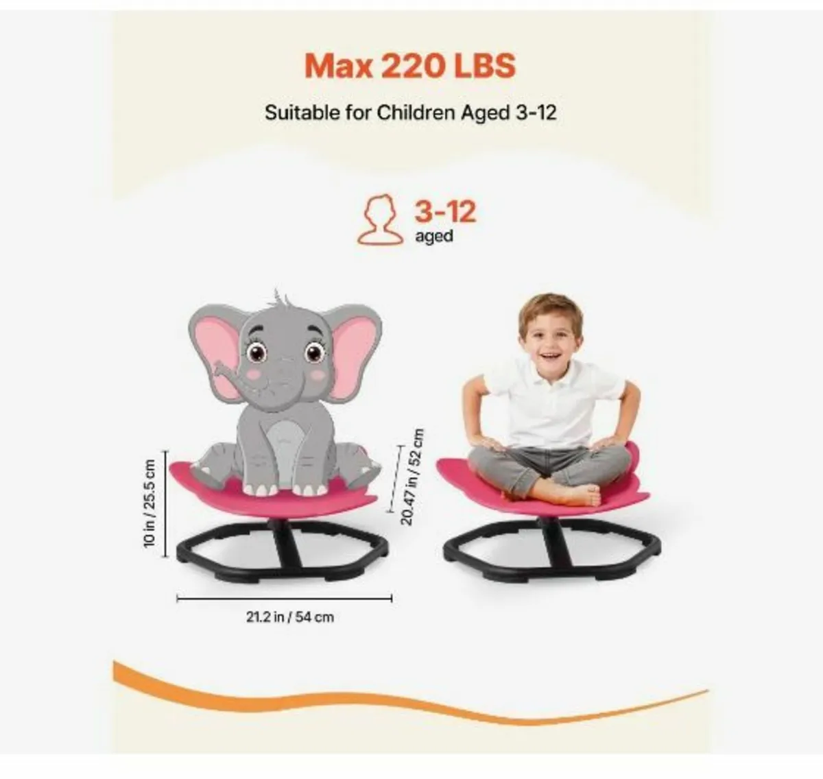 Kids Swivel Chair, 220 lbs Capacity - Image 3