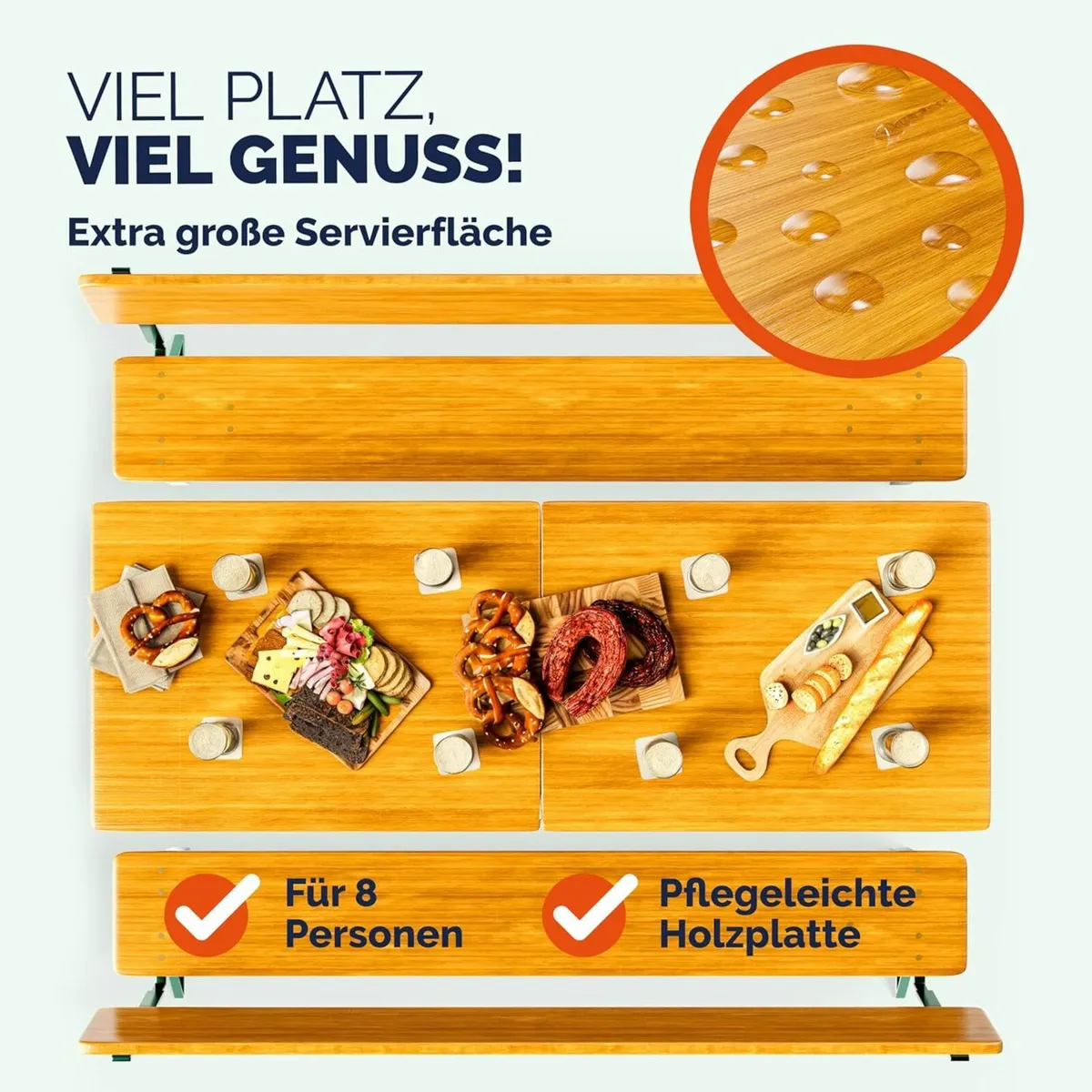 Picnic Table with Backrests & two benches - Image 3