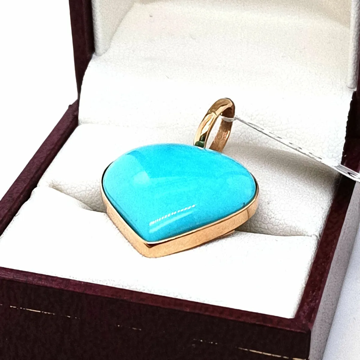 Vintage Turquoise Heart Pendant, 14k Yellow Gold - Image 4