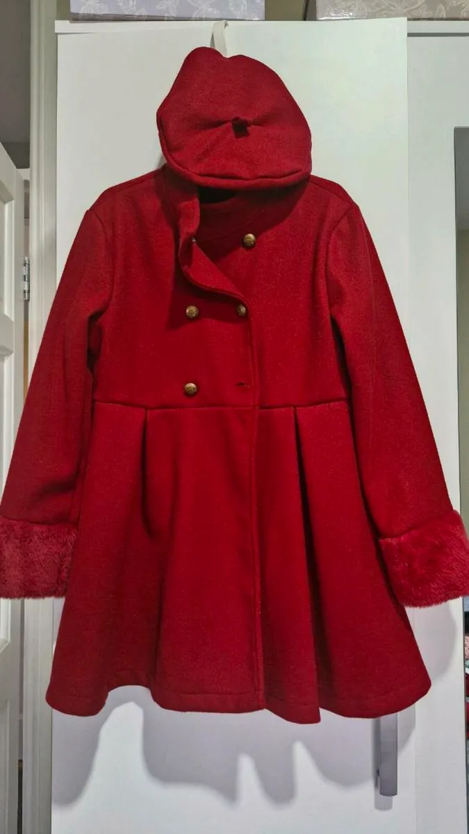 Girl's Double Breasted Red Coat