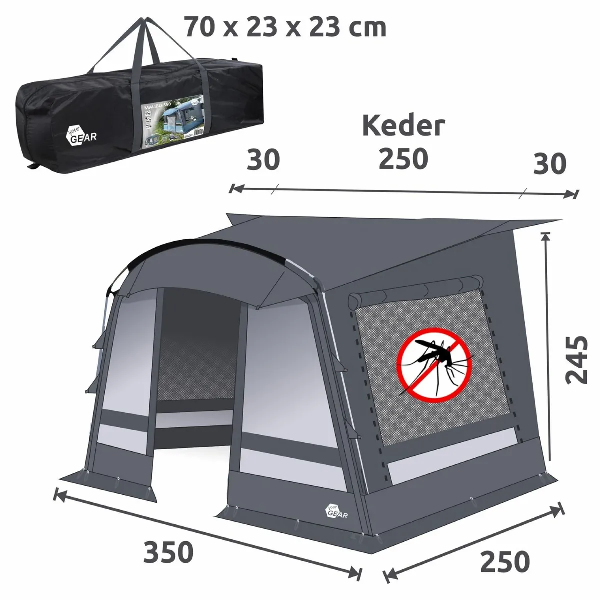 Lightweight Caravan Awning  Partial Awning 350 cm, - Image 4